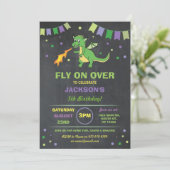 ドラゴンバースデーパーティー招待状ボーイズガールズファイアーグリーン 招待状 (スタンド正面)