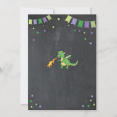 ドラゴンバースデーパーティー招待状ボーイズガールズファイアーグリーン 招待状 (裏面)