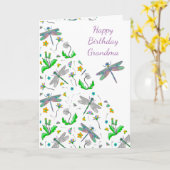 ドラゴンパーソナライズされたハエとタンポポ誕生日 カード (黄色い花)