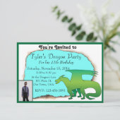 ドラゴンパーソナライズされたバースデーパーティー招待状付き/写真 招待状 (スタンド正面)