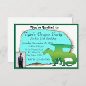 ドラゴンパーソナライズされたバースデーパーティー招待状付き/写真 招待状 (正面/裏面)