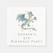 ドラゴンパーソナライズされたボーイズ誕生日 スタンダードカクテルナプキン (正面)