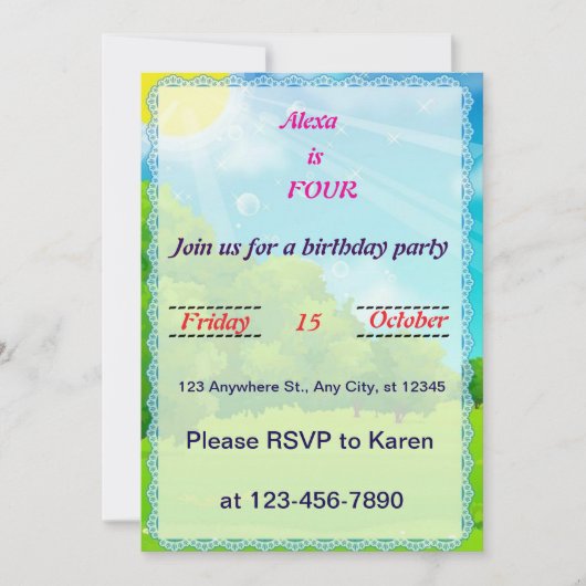 ドラゴンフお洒落ェ誕生日招待状 招待状 (正面)