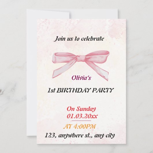 ドラゴンフお洒落ェ誕生日招待状 招待状 (正面)