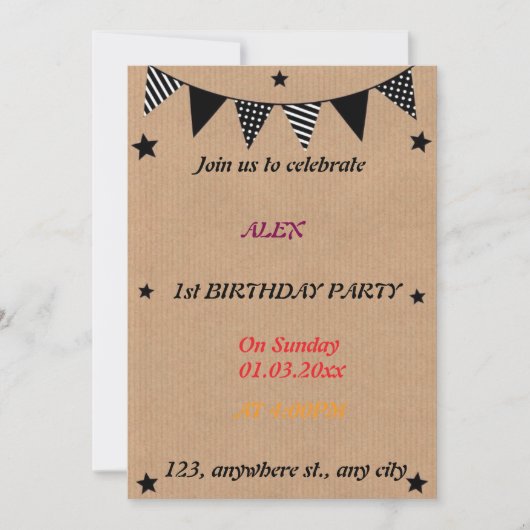 ドラゴンフお洒落ェ誕生日招待状 招待状 (正面)