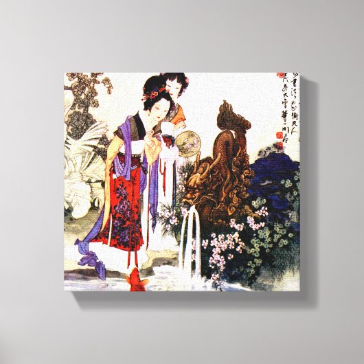 ドラゴンファウンテン12インチx 12インチ、1.5インチ独身の、 キャンバスプリント (正面)