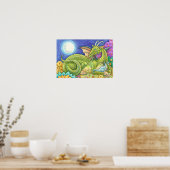 ドラゴンファミリー次世代お洒落ファンタジー ポスター (キッチン)