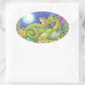 ドラゴンファミリー次世代お洒落ファンタジー 楕円形シール (バッグ)