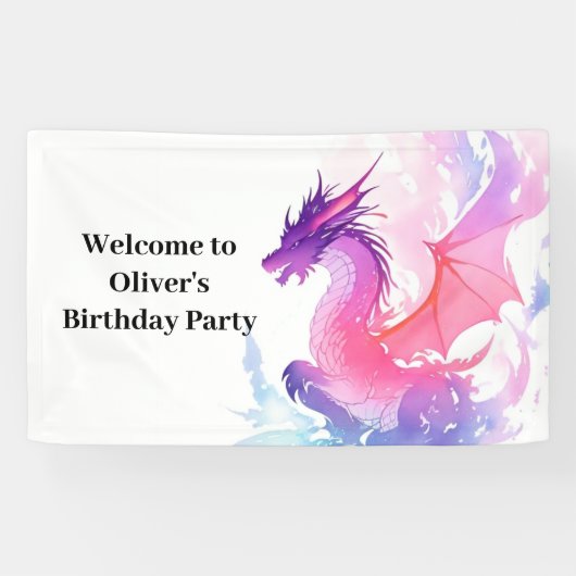 ドラゴンファンタジー子供の誕生日バナー 横断幕 (横)