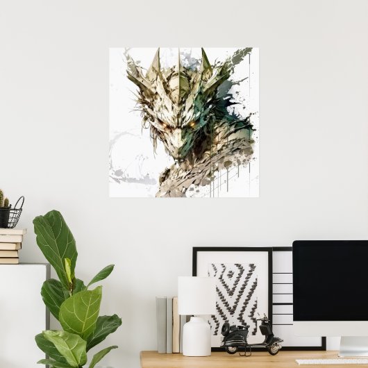 ドラゴンファンタジー絵画動物の野生動物アウトドア ポスター (ホームオフィス)