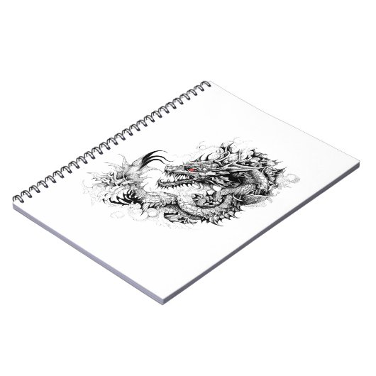 ドラゴンファンタジー野生動物イラストレーションアートタトゥー ノートブック (左側)