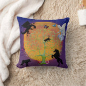 ドラゴンフェアリーユニコーンファンタジーツリーと満月 クッション (ブランケット)