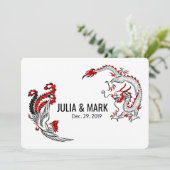 ドラゴンフェニックスのモダンで黒く赤い中国のな結婚式 招待状 (スタンド正面)