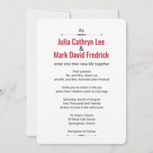 ドラゴンフェニックスのモダンで黒く赤い中国のな結婚式 招待状 (裏面)