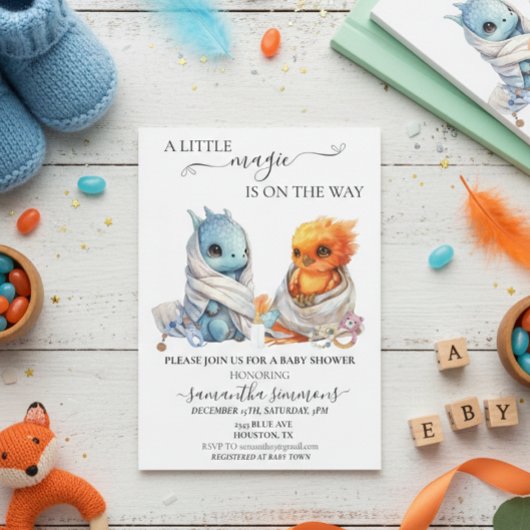 ドラゴンフェニックスツインズマジカルミソロジーベイビーシャワー 招待状