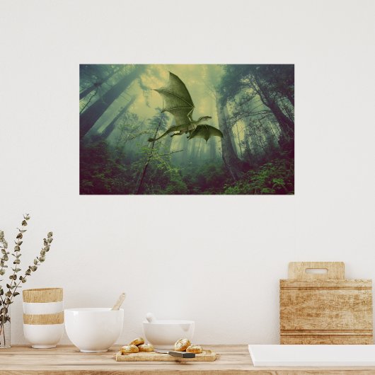 ドラゴンフォレストファンタジーアートポスター ポスター (キッチン)