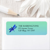 ドラゴンフライお洒落ブルーグリーン差出人住所 ラベル (インサイチュ)