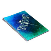 ドラゴンフライお洒落ラインスケッチブルーグリーン ノートブック (右側)