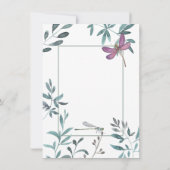 ドラゴンフライかわいらしガーデンの緑が白の結婚上 セーブザデート (裏面)