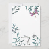 ドラゴンフライかわいらしガーデンの緑が白の結婚上 招待状 (裏面)