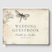 ドラゴンフライかわいらしスケッチヴィンテージジャーナル結婚ズ ゲストブック (正面)