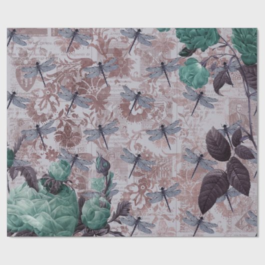 ドラゴンフライとパープルフローラ新聞社 ラッピングペーパー (フラット)