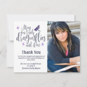 ドラゴンフライと星ありがとう葬儀悔やみや弔慰 サンキューカード (正面)