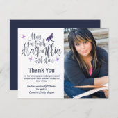 ドラゴンフライと星ありがとう葬儀悔やみや弔慰 サンキューカード (正面/裏面)