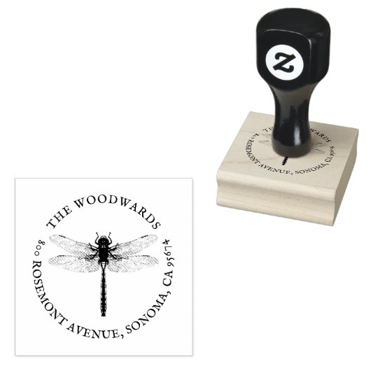 ドラゴンフライアンティークファミリー名差出人住所 ラバースタンプ (押印)