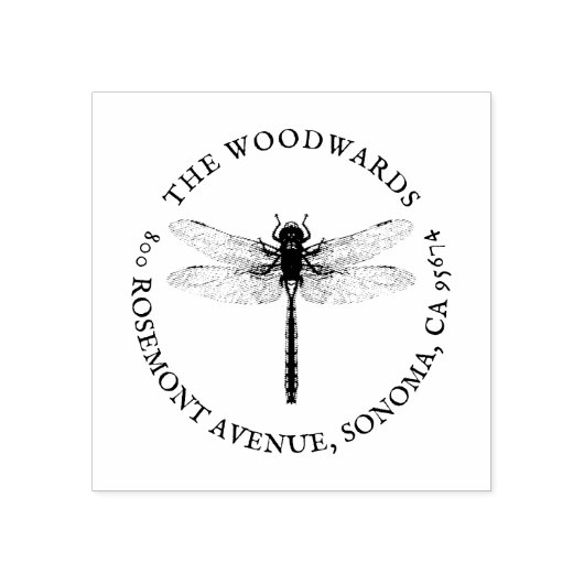 ドラゴンフライアンティークファミリー名差出人住所 ラバースタンプ (インプリント)