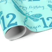 ドラゴンフライアートアクアエージ名12th誕生日ラップ ラッピングペーパー (ロールコーナー)