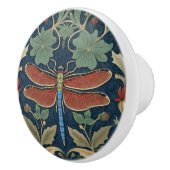 ドラゴンフライウィリアムモリススタイルブルー&レッドフローラ セラミックノブ (右)