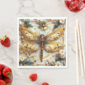 ドラゴンフライエレガントフラワー金ゴールド金属玉真珠 スタンダードランチョンナプキン (インサイチュ)