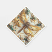 ドラゴンフライエレガントフラワー金ゴールド金属玉真珠 スタンダードランチョンナプキン (角)