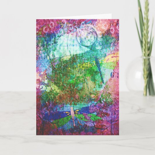 ドラゴンフライコラージュ誕生日 カード (正面)