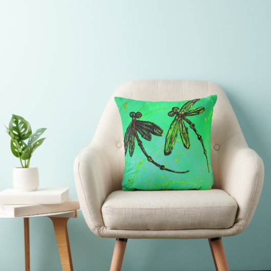 ドラゴンフライゴージャスグリーン&ターコイズツイスト クッション (椅子)