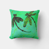 ドラゴンフライゴージャスグリーン&ターコイズツイスト クッション (正面)