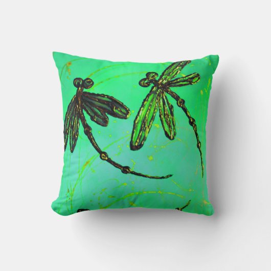 ドラゴンフライゴージャスグリーン&ターコイズツイスト クッション (正面)