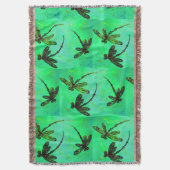 ドラゴンフライゴージャスグリーン&ターコイズツイスト スローブランケット (正面縦)