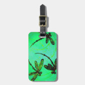ドラゴンフライゴージャスグリーン&ターコイズツイスト ラゲッジタグ (正面縦)