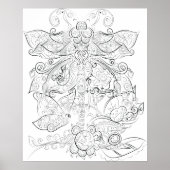 ドラゴンフライスケッチアダルトカラーリングポスター ポスター (正面)