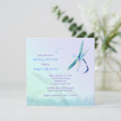 ドラゴンフライスタイリッシュブルーパープルブライダルシャワー 招待状 (スタンド正面)