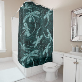 ドラゴンフライディスコミッドナイトブルー シャワーカーテン