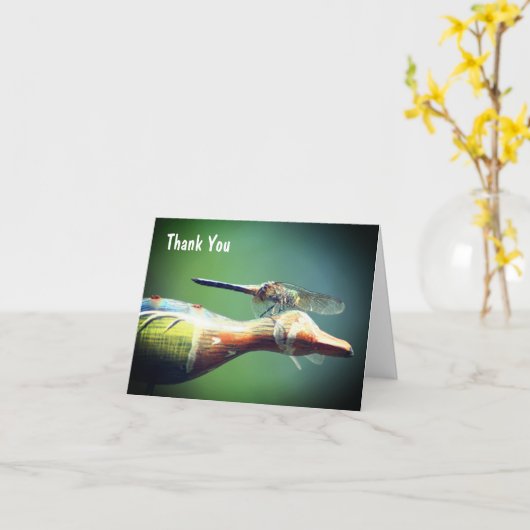 ドラゴンフライパイロット自然パーソナライズされたサンキュー カード (黄色い花)