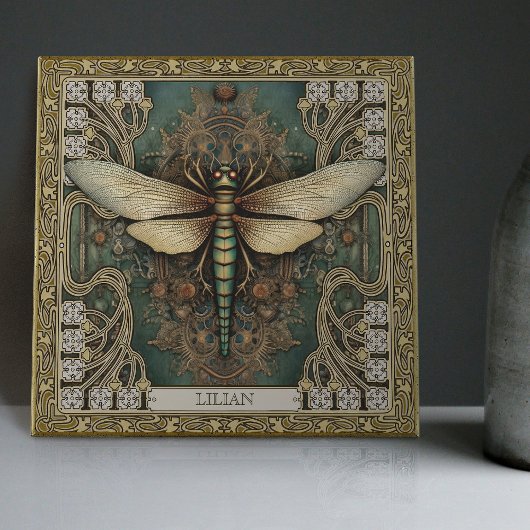 ドラゴンフライパーソナライズされたトライバルジュエルアーストーン タイル