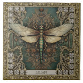 ドラゴンフライパーソナライズされたトライバルジュエルアーストーン タイル (正面)