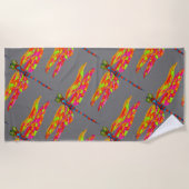 ドラゴンフライファンキーアートビーチスタイル ビーチタオル (正面)