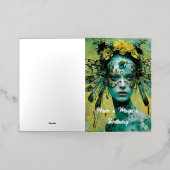 ドラゴンフライファンタジー女性の魔法の誕生日 箔グリーティングカード (外側レイダウン)