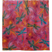 ドラゴンフライフライトホット明るい赤紫色 シャワーカーテン (正面)