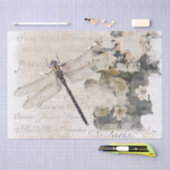 ドラゴンフライフランスのスクリプトシャビーフローラの切り離し 薄葉紙 (クラフト)